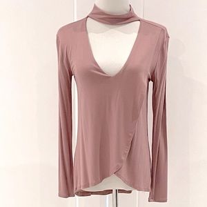 Ultra Soft Neck Choker Top - Size Small in Mauve